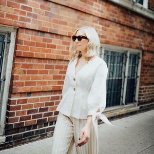 COPY - Zara Cream Linen Button Blouse